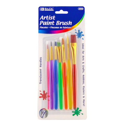 Translucent Handle Paint Brush Set - 7ct