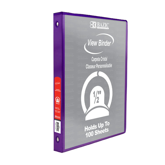 1/2 in Purple 3-Ring View Binder, 2 Pockets