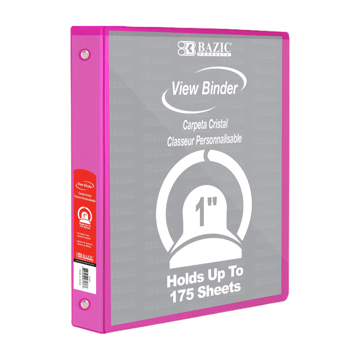 1 in Fuchsia 3-Ring View Binder, 2 Pockets