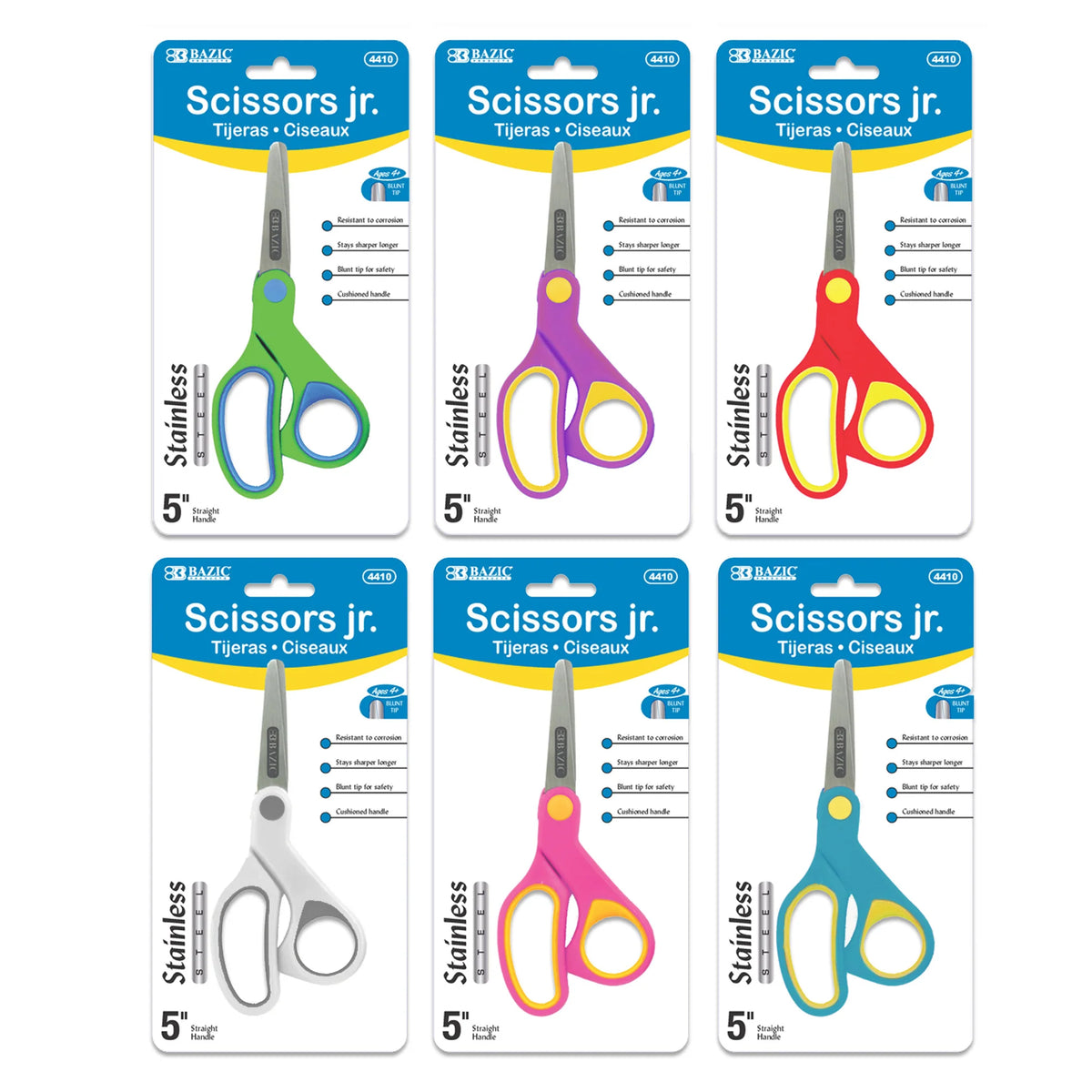 5 in Soft Grip Blunt Tip School Scissors - Assorted - Each