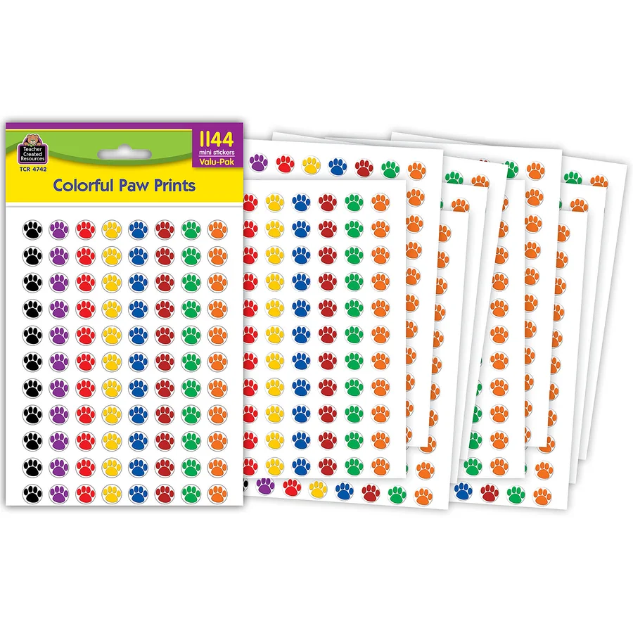 Colorful Paw Prints Mini Stickers