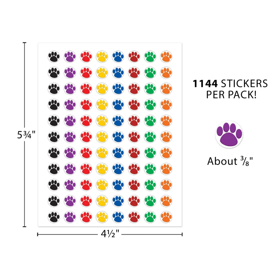 Colorful Paw Prints Mini Stickers