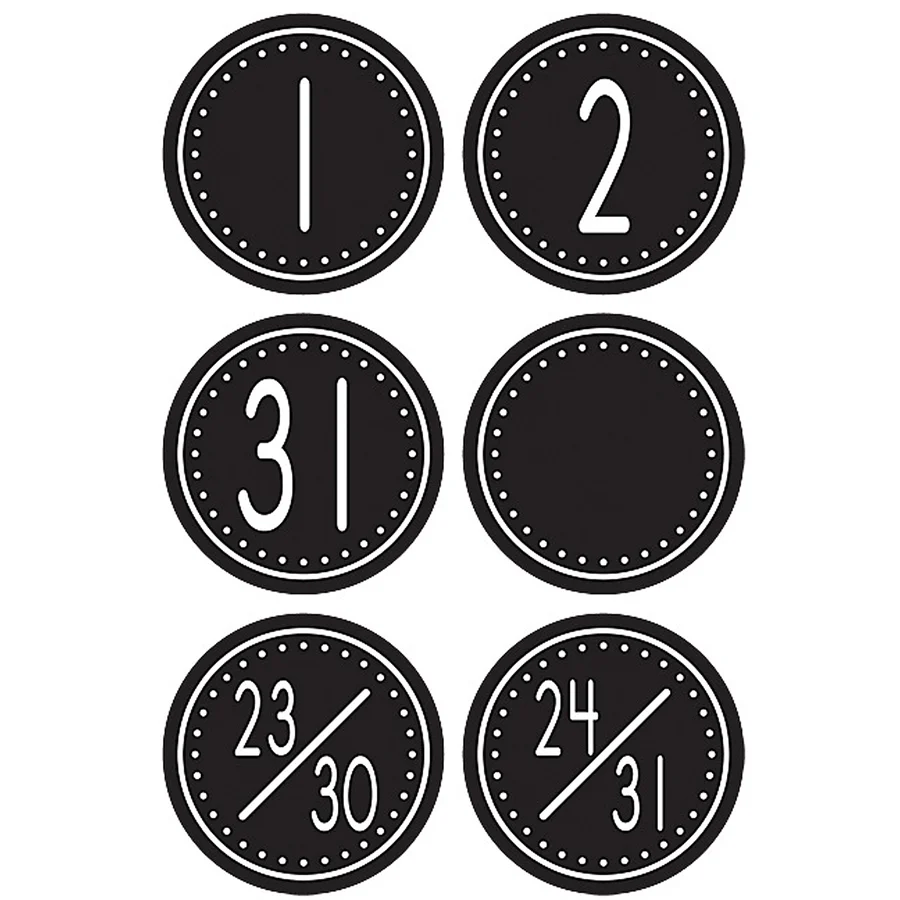 Black & White Crazy Circles Calendar Days
