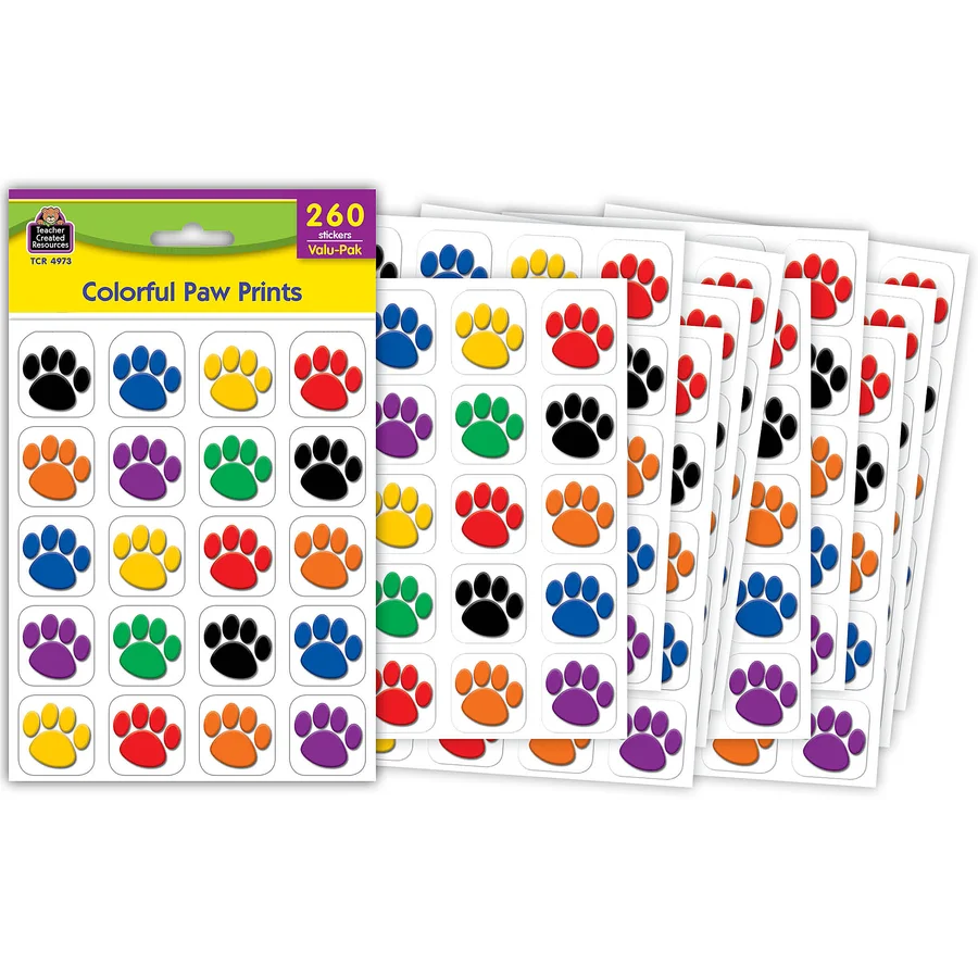 Colorful Paw Prints Stickers