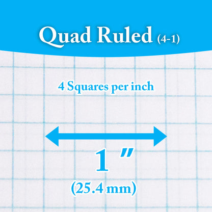 Quad-Ruled Spiral Notebook, 4 Grid - Assorted