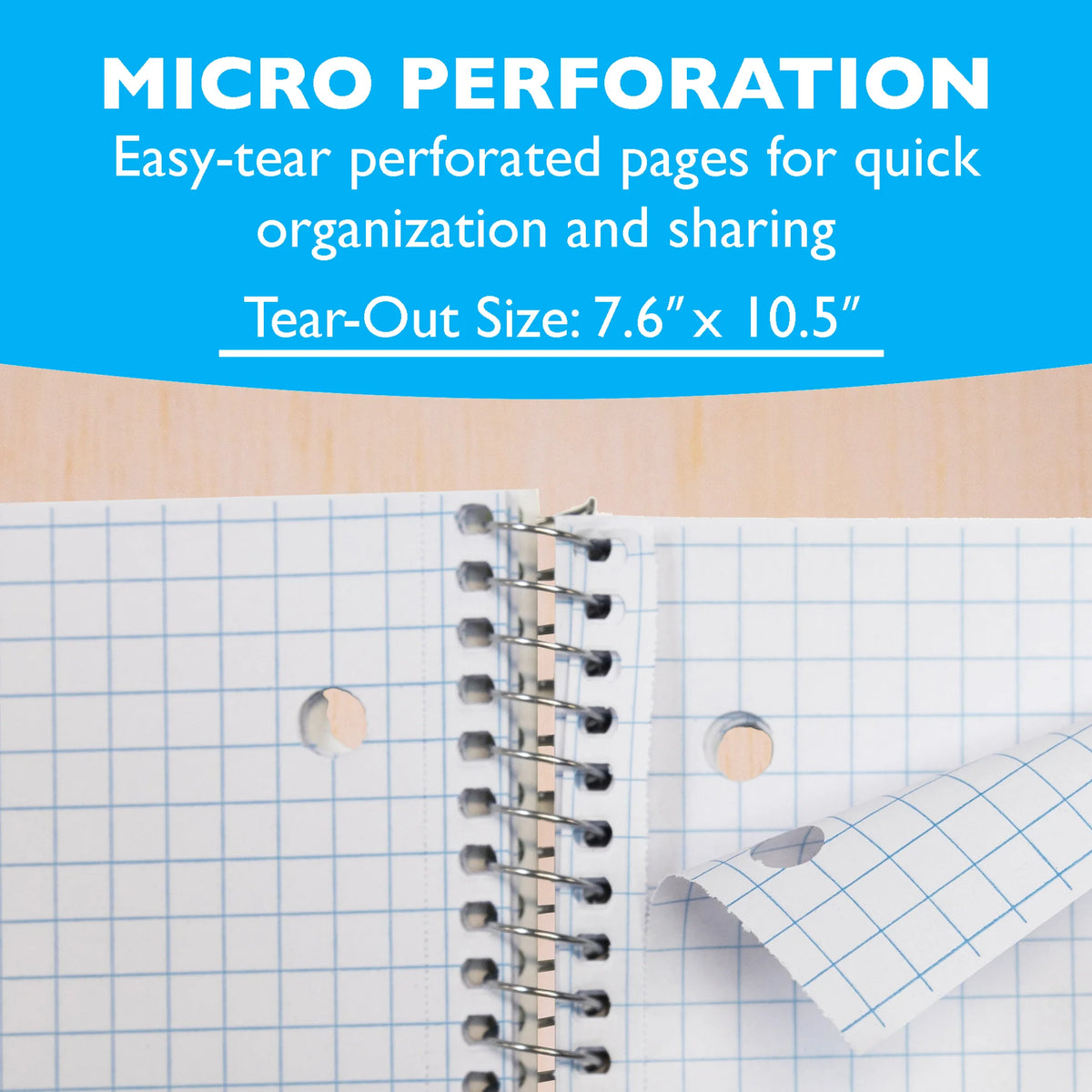 Quad-Ruled Spiral Notebook, 4 Grid - Assorted