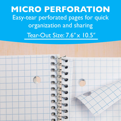 Quad-Ruled Spiral Notebook, 4 Grid - Assorted