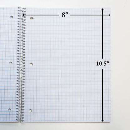 Quad-Ruled Spiral Notebook, 4 Grid - Assorted