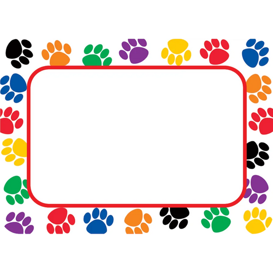 Colorful Paw Prints Name Tags
