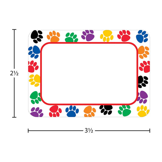 Colorful Paw Prints Name Tags