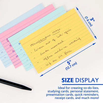 Colored Ruled Index Cards, 3 x 5 in