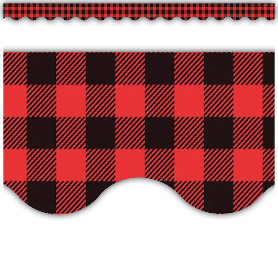 Red and Black Gingham Scalloped Border