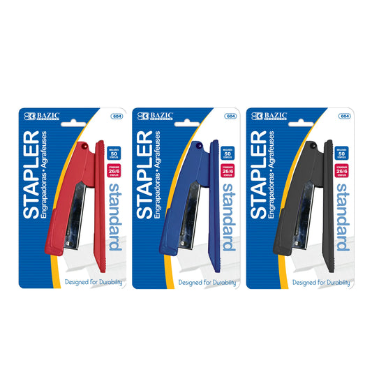 Metal Desktop Stapler, Standard 26/6 - Assorted