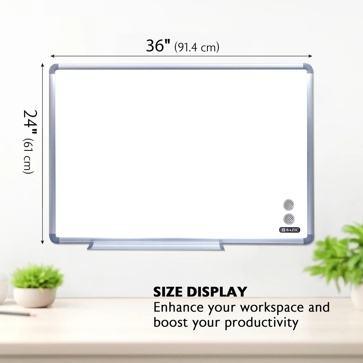 Aluminum Frame Magnetic Dry Erase Board, 24 x 36 in - Value Set
