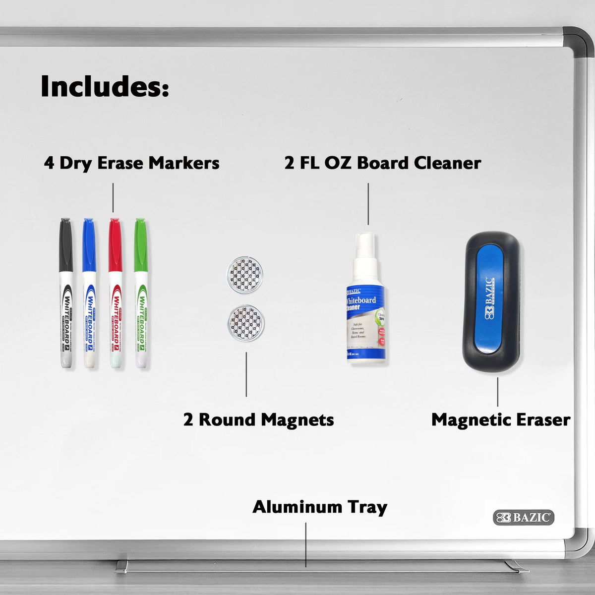 Aluminum Frame Magnetic Dry Erase Board, 24 x 36 in - Value Set