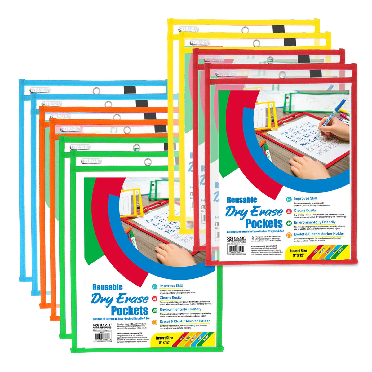 Reusable Dry Erase Pockets with Marker Holder