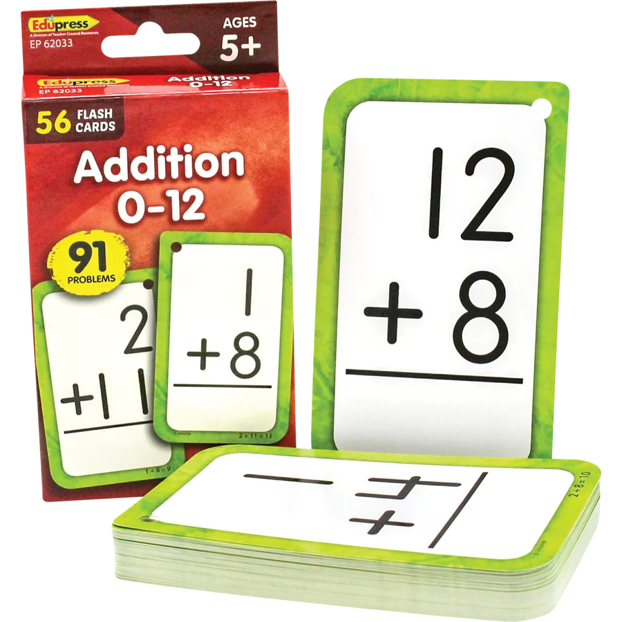 Addition 0–12 Flash Cards