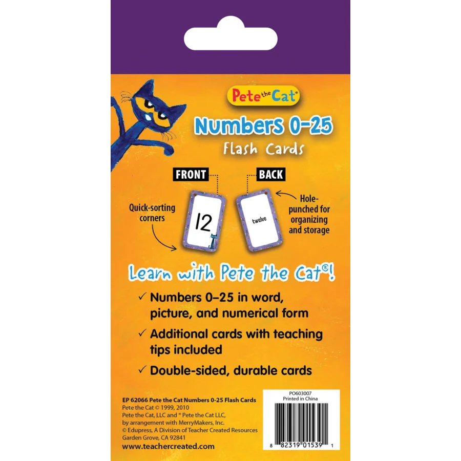 Pete the Cat® Numbers 0-25 Flash Cards