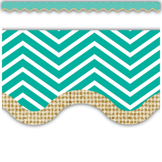 Chevron Burlap Scalloped Border