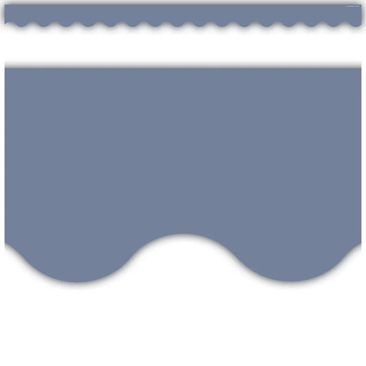 Wonderfully Wild Aegean Blue Scalloped Border