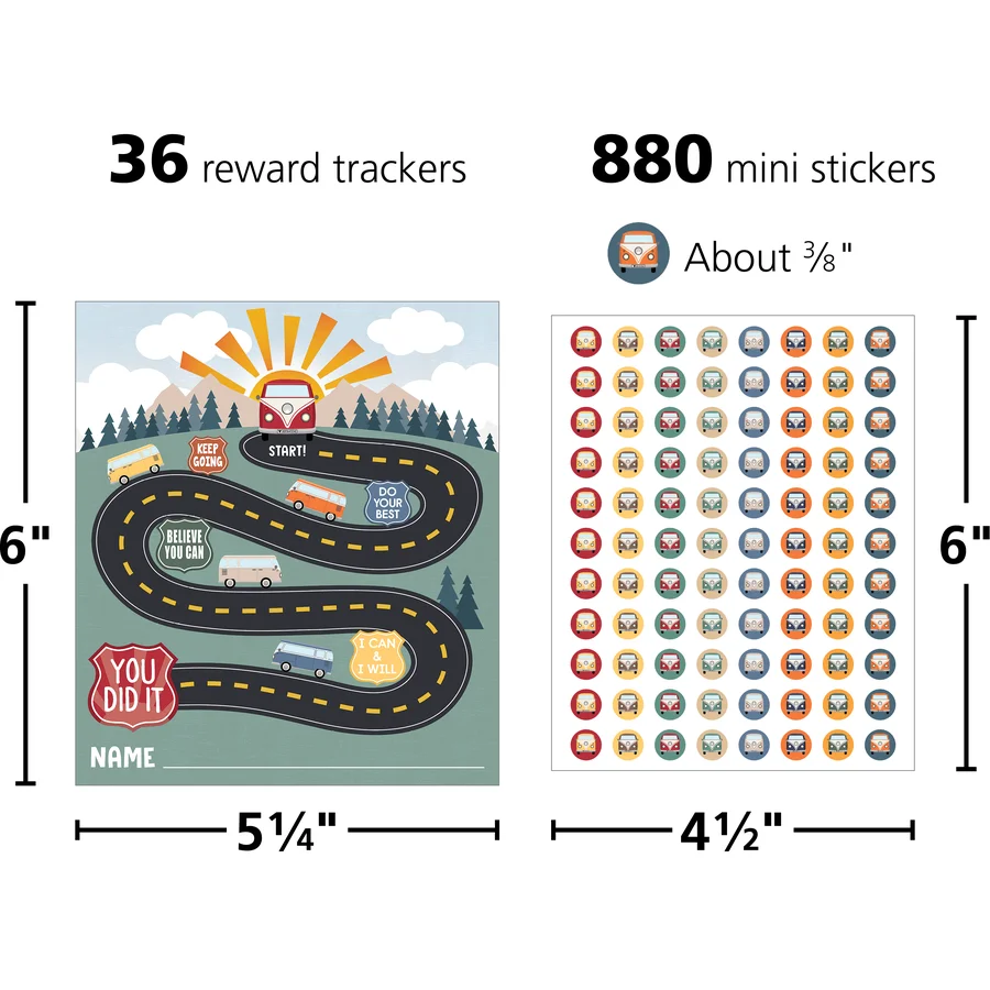 Moving Mountains Road Trip Reward Trackers with Stickers