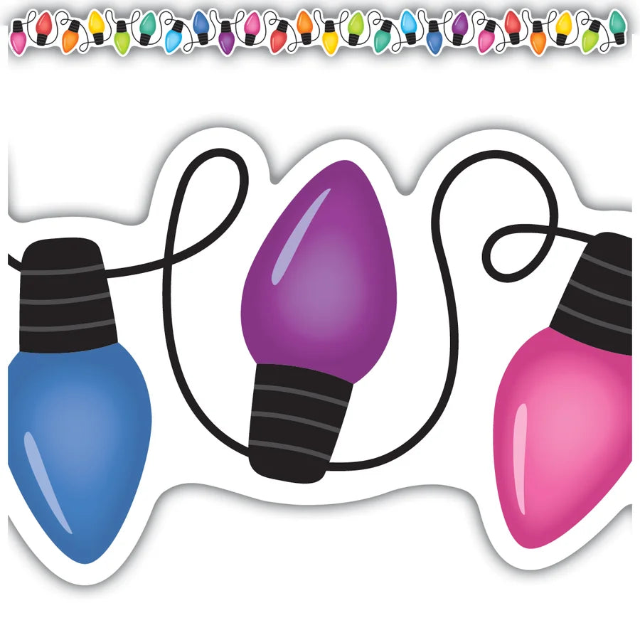 Colorful Holiday Lights Die-Cut Border