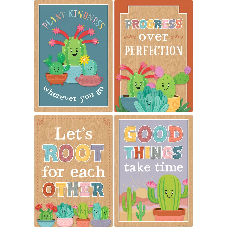Happy Cactus Crew Positive Sayings Small Poster Pack