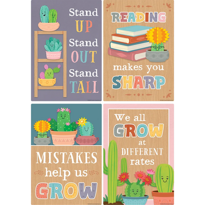 Happy Cactus Crew Positive Sayings Small Poster Pack