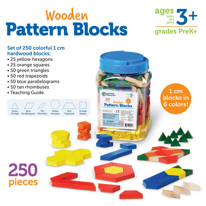 Wooden Pattern Blocks - 1 cm, Set of 250