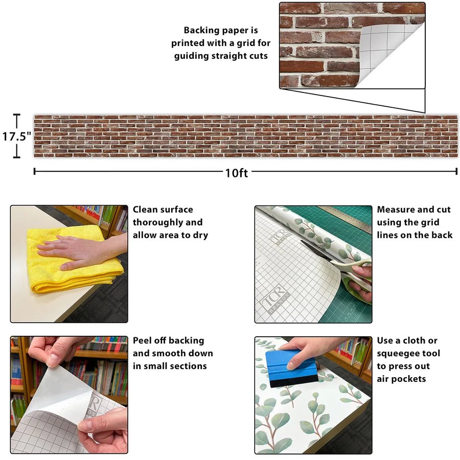Red Brick Peel and Stick Decorative Paper