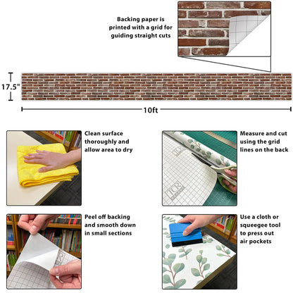 Red Brick Peel and Stick Decorative Paper
