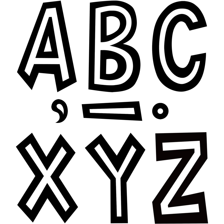 Black and White Fun Font Letters