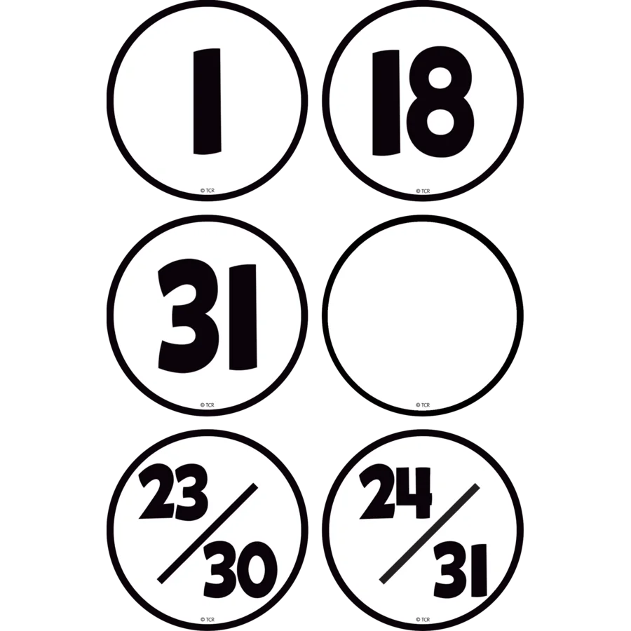 Black & White Calendar Days