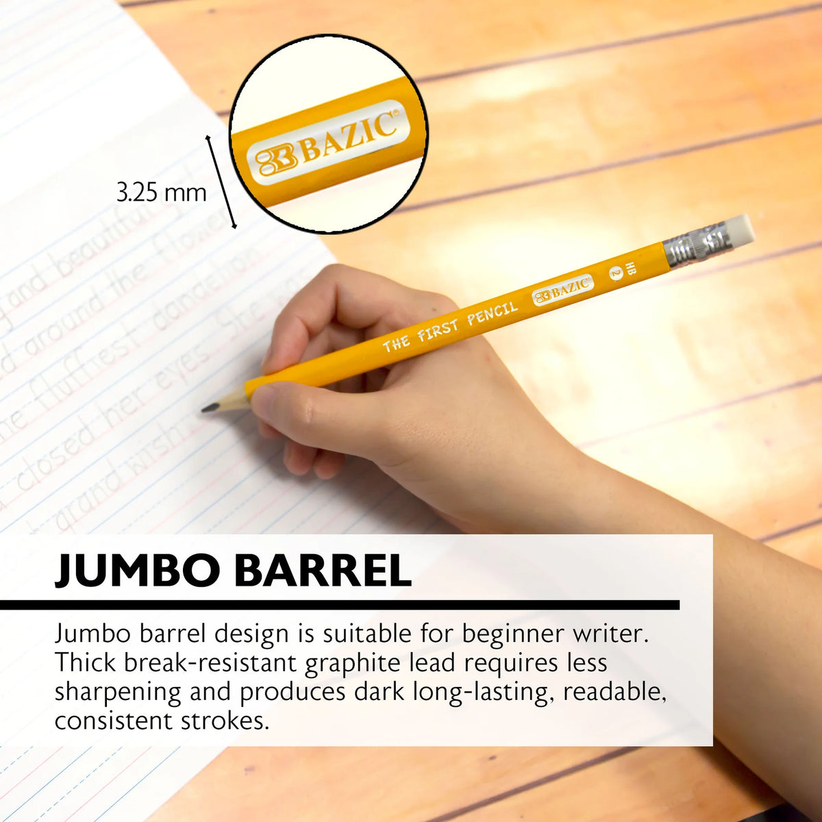 The First Jumbo #2 Yellow Pencils, Eraser 4pk