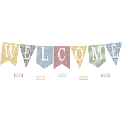 Classroom Cottage Pennants Welcome Bulletin Board