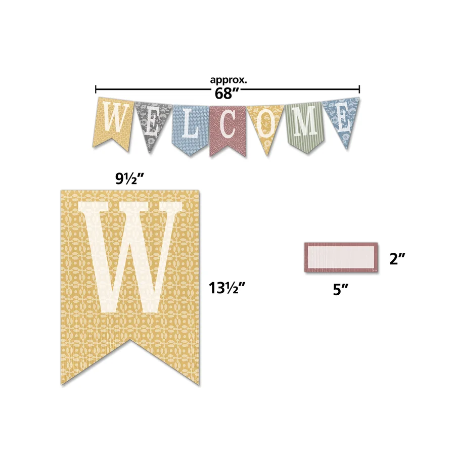 Classroom Cottage Pennants Welcome Bulletin Board