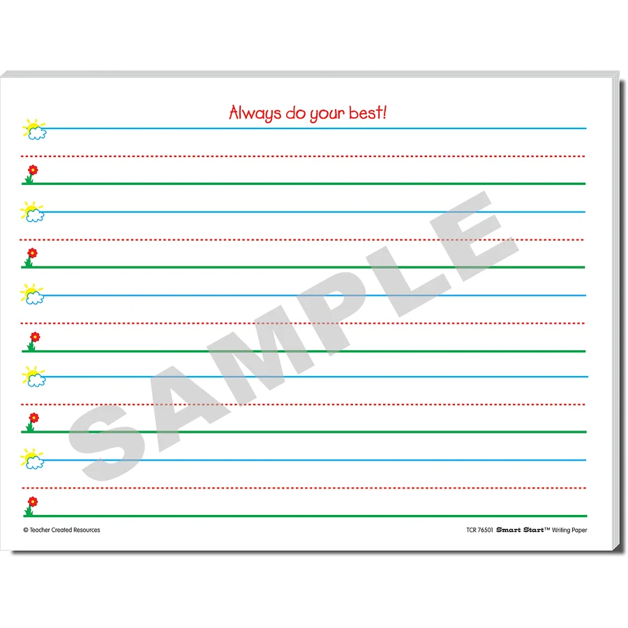 Smart Start K-1 Writing Paper: 100 Sheets