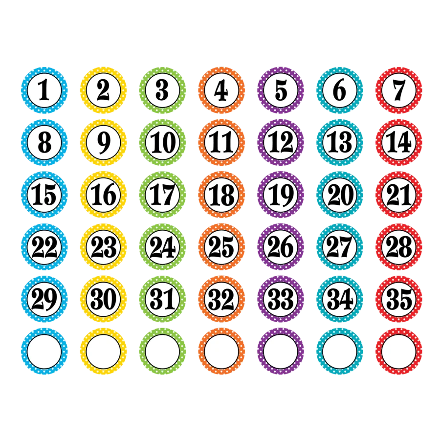 Polka Dots Numbers Magnetic Accents