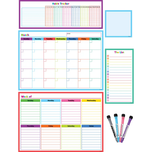 Colorful Dry-Erase Magnetic Calendar Set