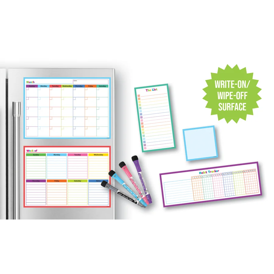 Colorful Dry-Erase Magnetic Calendar Set