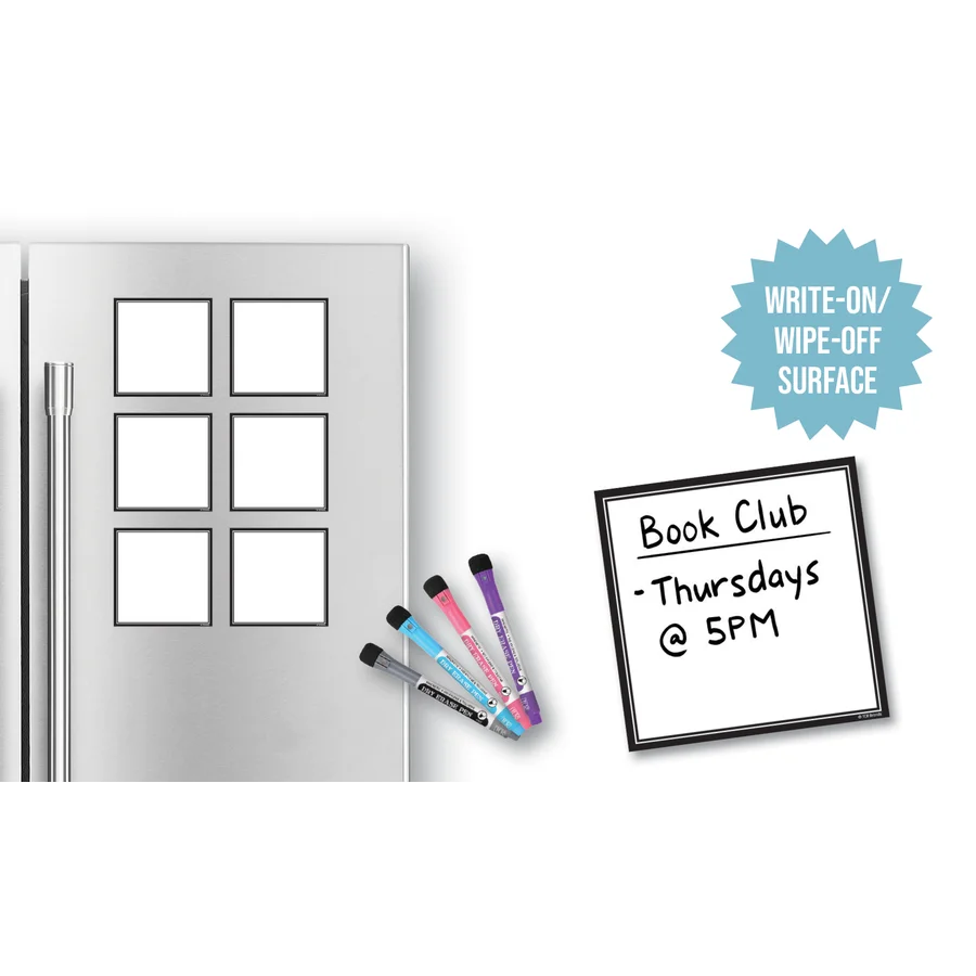 Black & White Dry-Erase Magnetic Square Notes