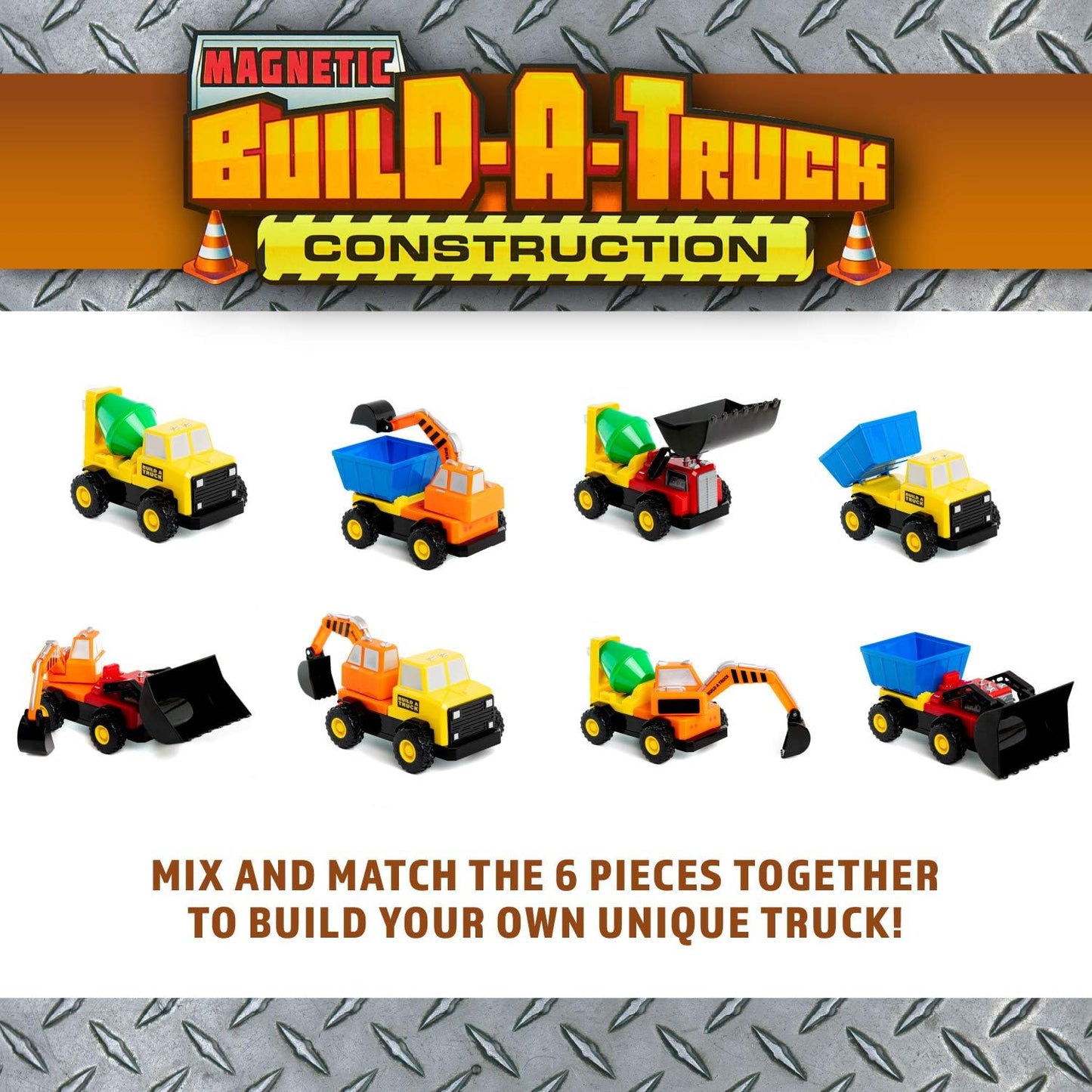 Magnetic Build-A-Truck Set, Construction Vehicle Toys
