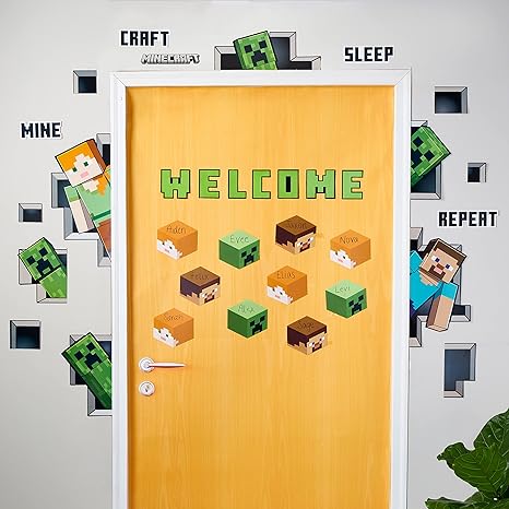 Eureka Minecraft Characters Door, Window, and Bulletin Board Go-Around