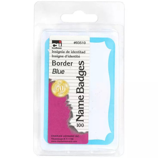 Self‑Adhesive Blue Border Name Tags