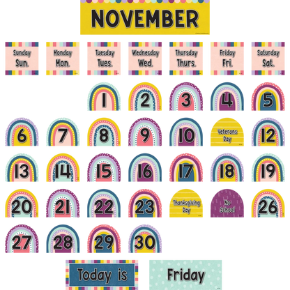 Oh Happy Day Rainbow Calendar Pocket Chart Cards
