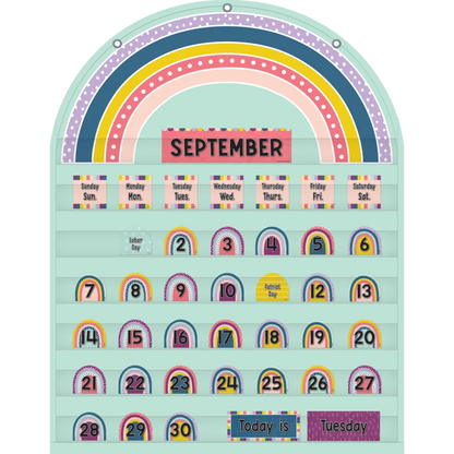 Oh Happy Day Rainbow Calendar Pocket Chart Cards