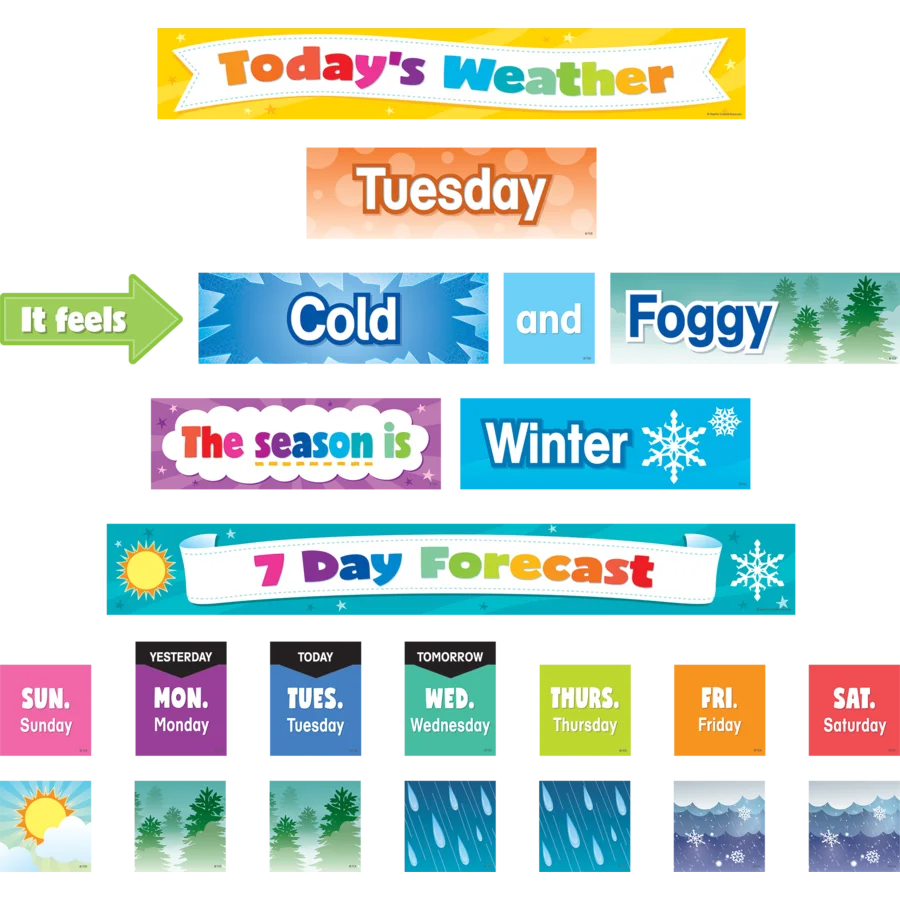 Colorful Weather Pocket Chart Cards