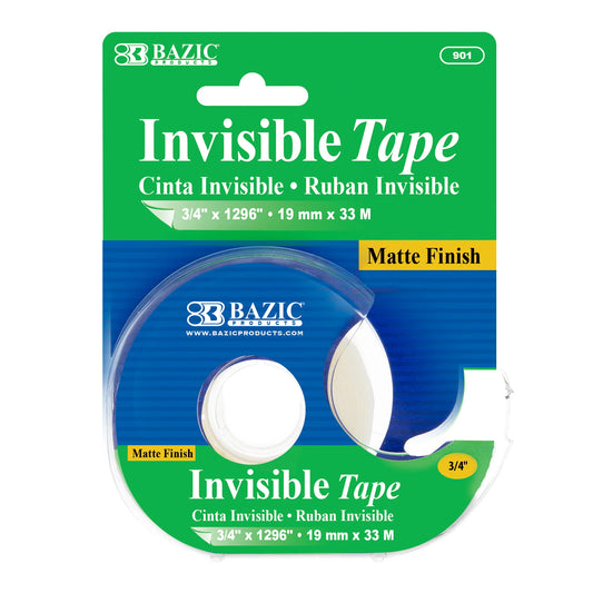 nvisible Tape with Dispenser, 3/4 in x 1296 in