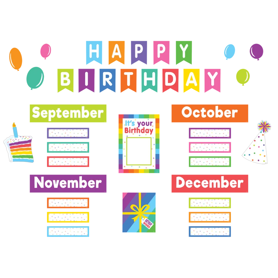 Colorful Happy Birthday Mini Bulletin Board