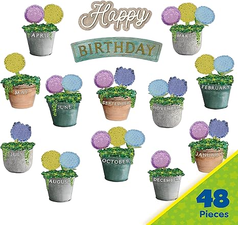 Eureka Curiosity Garden Mini Happy Birthday Bulletin Board Set